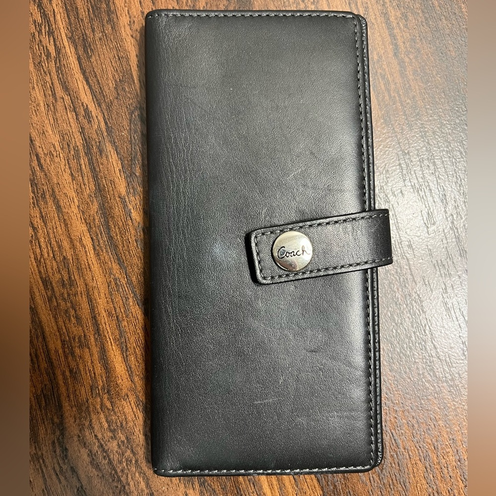 Coach Black Leather Long Wallet
